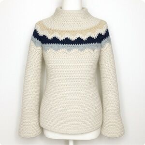 J. Crew Women’s Knitted by Hand High Neck Beige Sweater Size Medium